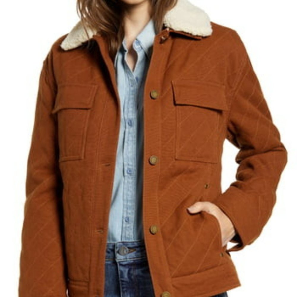 NWPT Pendleton Sidney Barn Faux Shearling Trim Coat.  SZ L